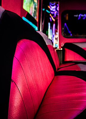 black and pink leather seating