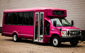 pink bus exterior